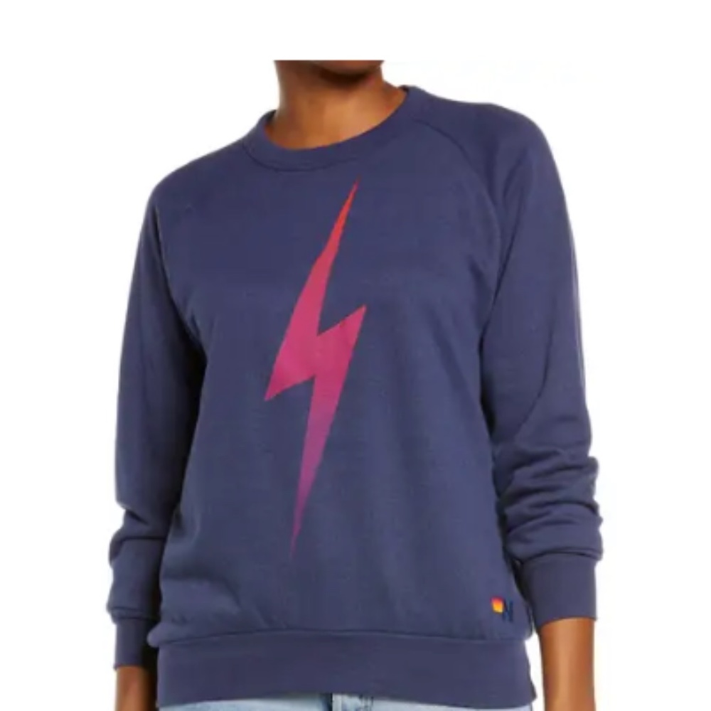 Aviator Nation Bolt Fade Sweatshirt X-Small, NAVY/ PINK PURPLE